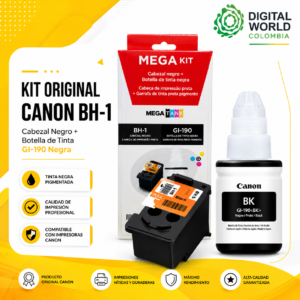 Kit Original Canon BH-1 Cabezal Negro con Botella de Tinta GI-190 Negra