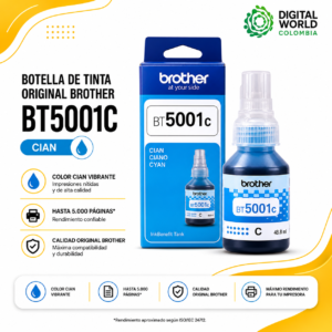 Botella de Tinta Original Brother BT5001C Cian 48 ml 5.000 Páginas para InkBenefit Tank