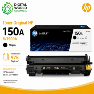 Tóner Original HP 150A W1500A Negro 975 Páginas para LaserJet M111 y MFP M141