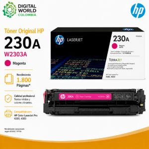 Tóner Original HP 230A W2303A Magenta 1.800 Páginas para Color LaserJet Pro 4203 y 4303