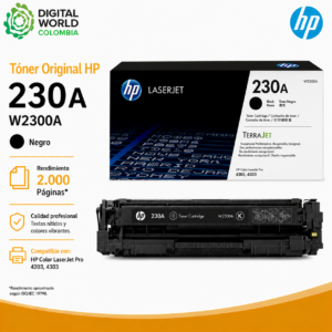 Tóner Original HP 230A W2300A Negro 2.000 Páginas para Color LaserJet Pro 4203 y 4303