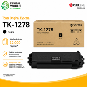 Tóner Original Kyocera TK-1278 Negro Alto Rendimiento 12.000 Páginas para ECOSYS MA4000x y MA4000wifx