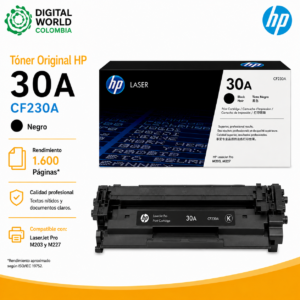 Tóner Original HP 30A CF230A Negro 1.600 Páginas para LaserJet Pro M203 y M227