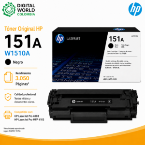 Tóner Original HP 151A W1510A Negro 3.050 Páginas para LaserJet Pro 4003 y MFP 4103
