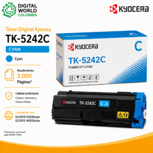 Tóner Original Kyocera TK-5242C Cyan 3.000 Páginas para ECOSYS P5026cdw y M5526cdw