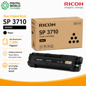 Tóner Original Ricoh SP 3710 Negro Alto Rendimiento 7.000 Páginas para SP 3710DN, SP 3710SF y M320F