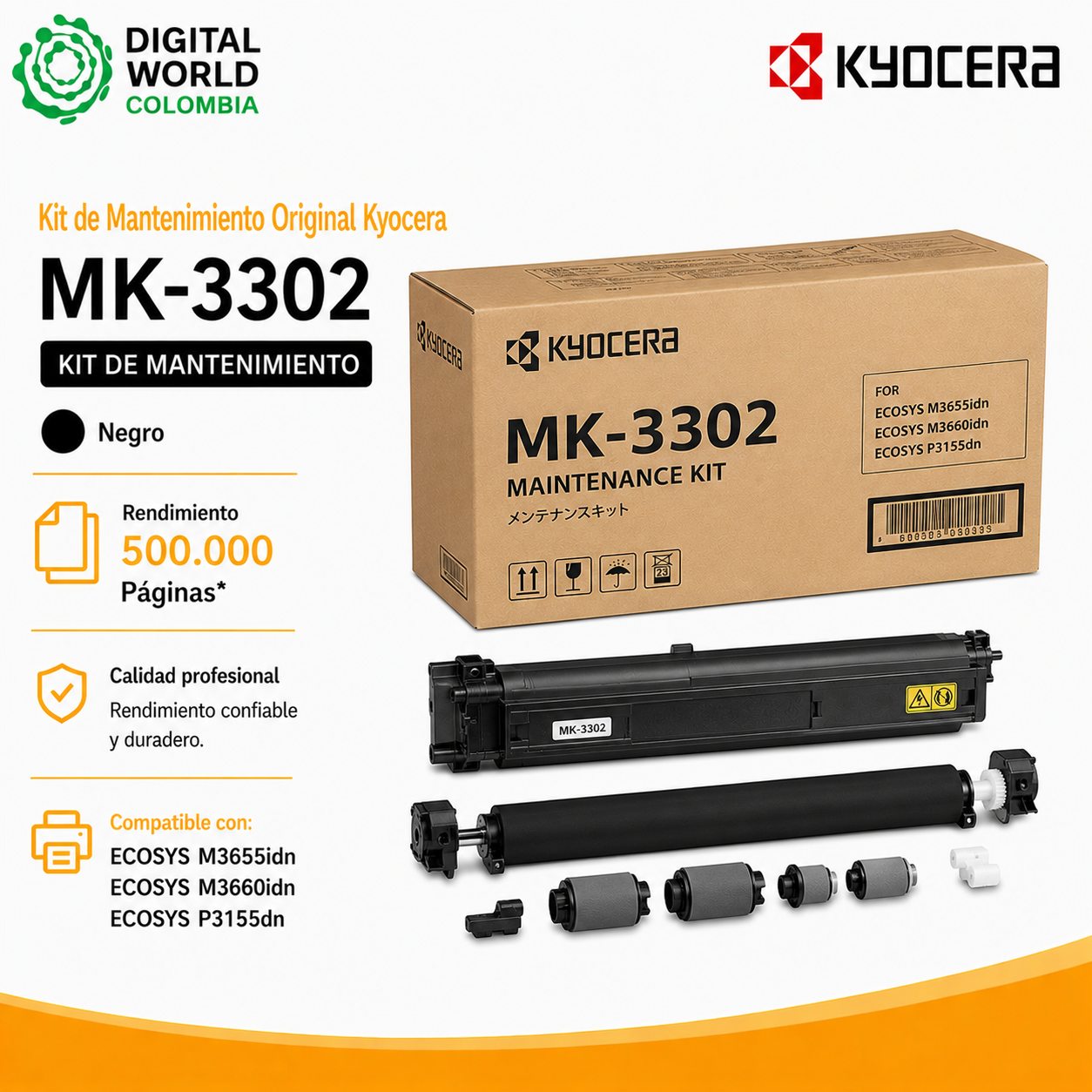 Kit de Mantenimiento Original Kyocera MK-3302 500.000 Páginas para ECOSYS M3655idn, M3660idn y P3155dn