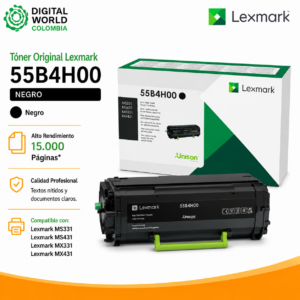 Tóner Original Lexmark 55B4H00 Alto Rendimiento Negro para MS331, MS431, MX331 y MX431