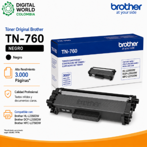 Tóner Original Brother TN-760 Negro Alto Rendimiento para HL-L2350DW, DCP-L2550DW y MFC-L2750DW