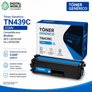 Tóner Genérico Cian TN439C Compatible para Brother MFC-L9570CDW y HL-L9310CDW