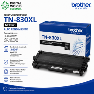 Tóner Original Brother TN-830XL Negro Alto Rendimiento para HL-L2460DW, DCP-L2640DW y MFC-L2900DW