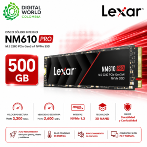Disco Sólido Interno Lexar NM610 PRO 500GB M.2 2280 PCIe Gen3 x4 NVMe SSD