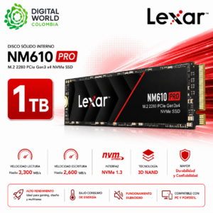 Disco Sólido Interno Lexar NM610 PRO 1TB M.2 2280 PCIe Gen3 x4 NVMe SSD