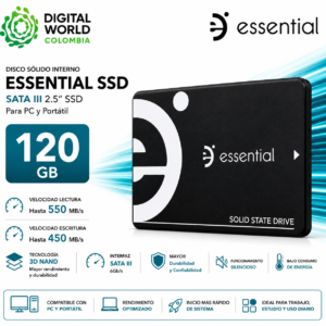 Disco Sólido Interno Essential Ymetion SSD 120GB SATA III 2.5" 3D NAND para PC y Portátil