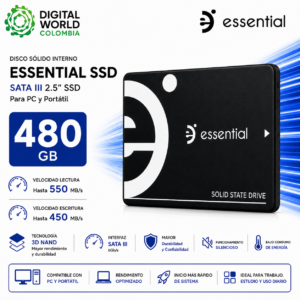 Disco Sólido Interno Essential SSD 480GB SATA III 2.5" 3D NAND para PC y Portátil