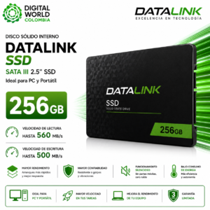 Disco Sólido Interno Datalink SSD 256GB SATA III 2.5" 560 MB/s para PC y Portátil