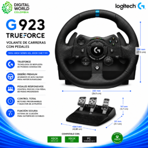 Volante Logitech G923 TRUEFORCE con Pedales para Xbox Series X|S, Xbox One y PC