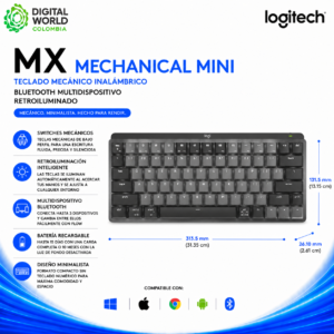 Teclado Mecánico Logitech MX Mechanical Mini Inalámbrico Bluetooth Multidispositivo Retroiluminado