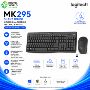 Combo Inalámbrico Logitech MK295 Silent Touch Teclado y Mouse con Receptor USB 2.4 GHz