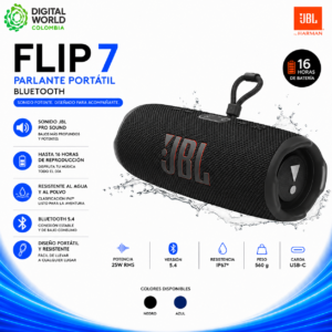 Parlante JBL Flip 7 Portátil Bluetooth 16 Horas Negro