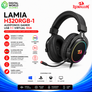 Audífonos Gamer Redragon Lamia H320RGB-1 USB 7.1 Virtual RGB Negro