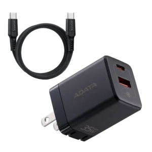 Cargador ADATA GaN 35W USB-C + USB-A con Cable USB-C 1.5m Negro