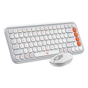 Combo Logitech POP Icon Keys + POP Mouse Bluetooth Multi-Dispositivo Blanco y Naranja