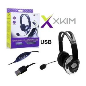 Diadema Estéreo X-KIM HF-868U USB con Micrófono y Control de Volumen Negro