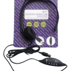 Diadema Monoaural X-KIM HF-400 USB con Micrófono y Control de Volumen Negro