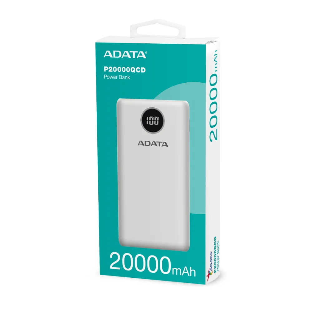 Power Bank ADATA C20 20.000mAh USB-C + 2 USB-A 15W Blanco