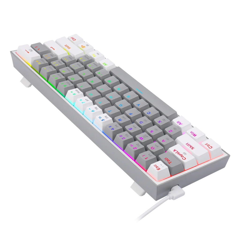 Teclado Mecánico Gamer Redragon Fizz Pro K616-RGB-GW-SP 60% Switch Red Inalámbrico Español Blanco/Gris